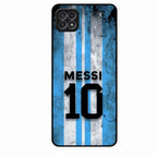 Blue Stripes Number 10 Football Glass Phone Case for Samsung Galaxy F42 5G