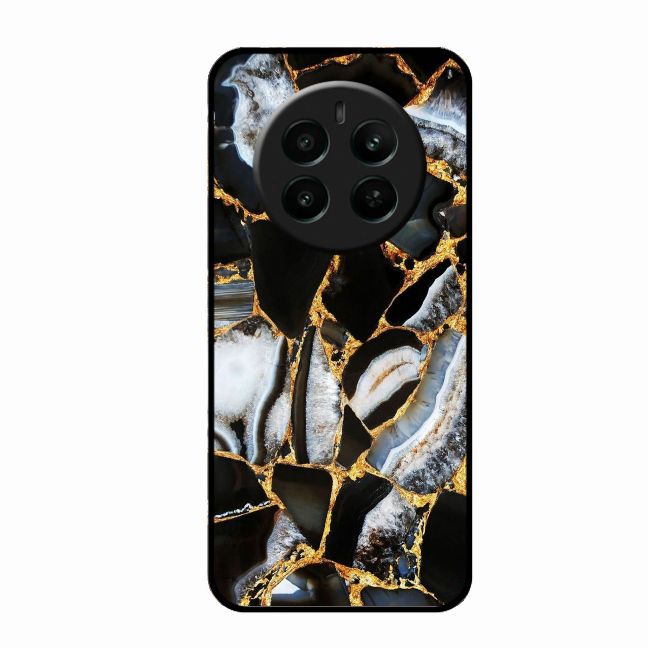Black Gold Marble Glass Phone Case for Realme Narzo 70 5G