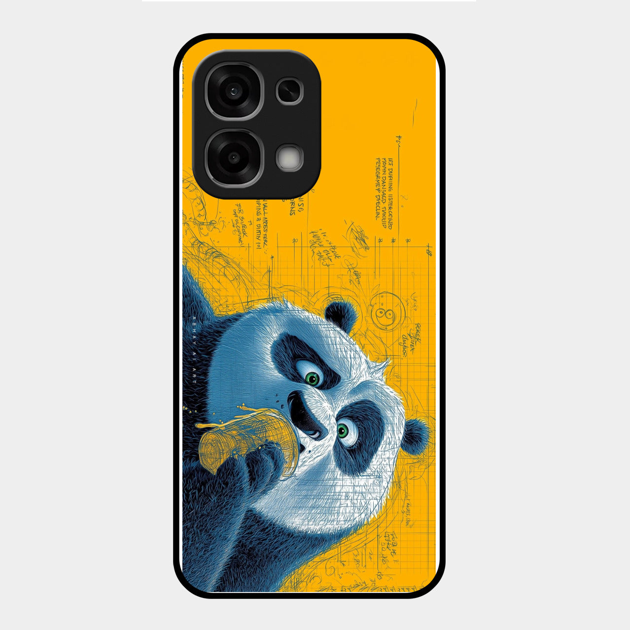 Cute Panda Sketch Premium Glass Phone Case for Oppo F33 5G