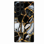 Black Gold Marble Glass Phone Case for Samsung Galaxy S23 Ultra 5G