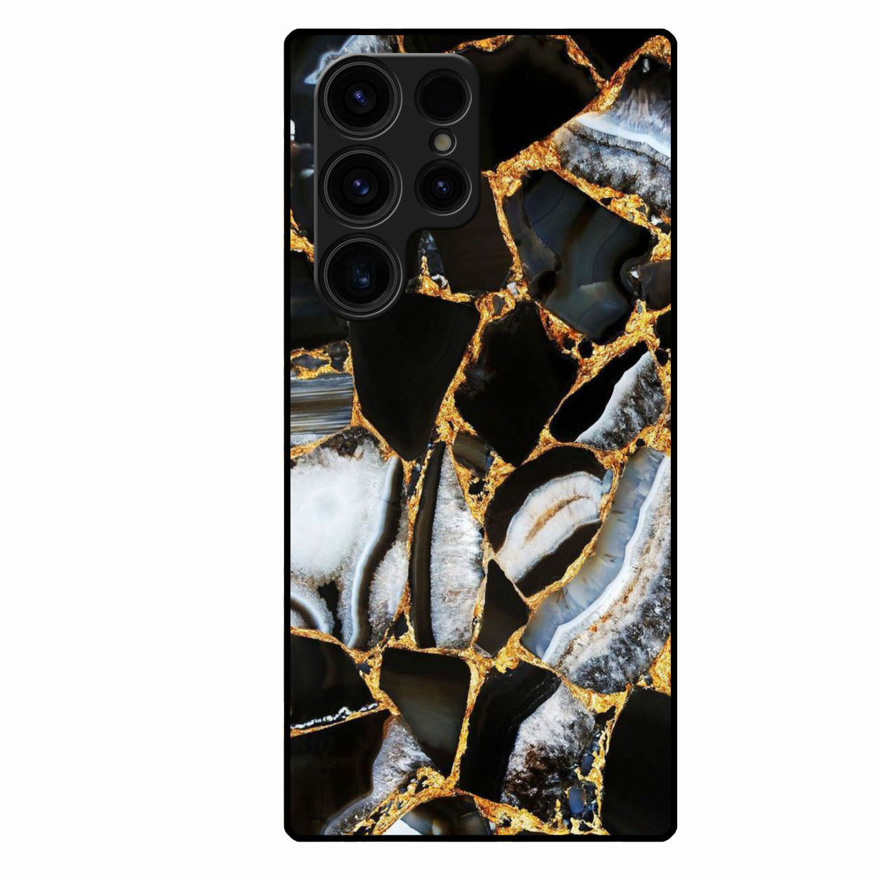 Black Gold Marble Glass Phone Case for Samsung Galaxy S23 Ultra 5G