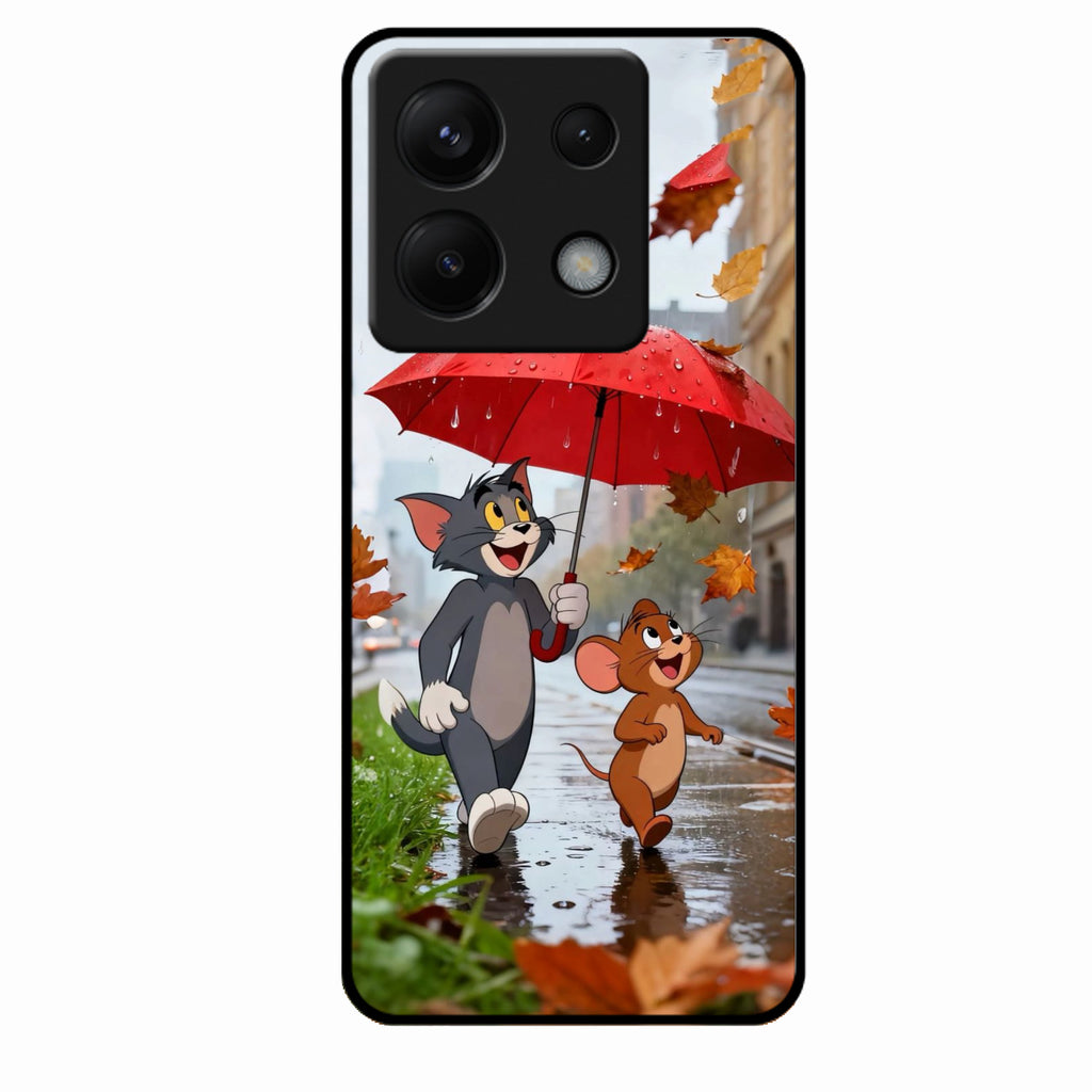 Rainy Day Cartoon Glass Phone Case for Redmi Note 13 Pro 5G