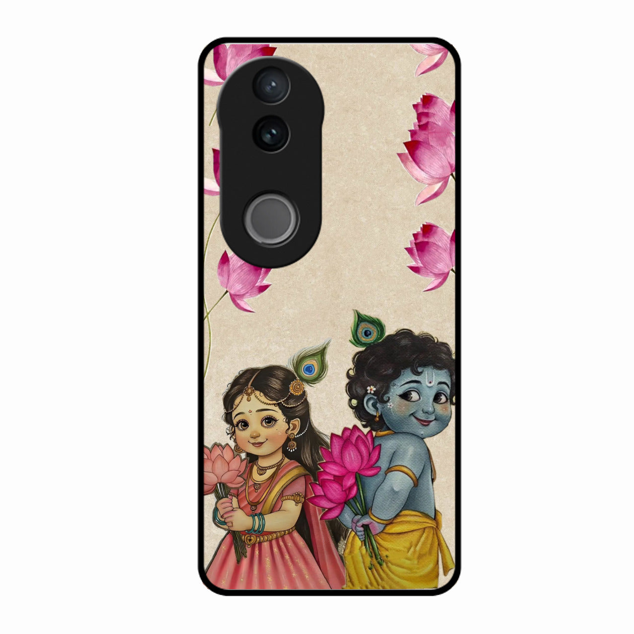 Krishna Eternal Lotus Glass Case for Vivo V50 5G