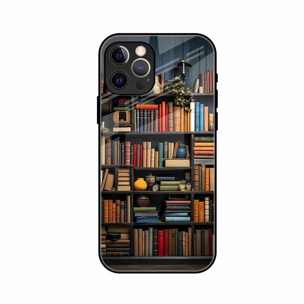 Colorful Bookshelf Art Glass Case Cover for iPhone 12 Pro Max