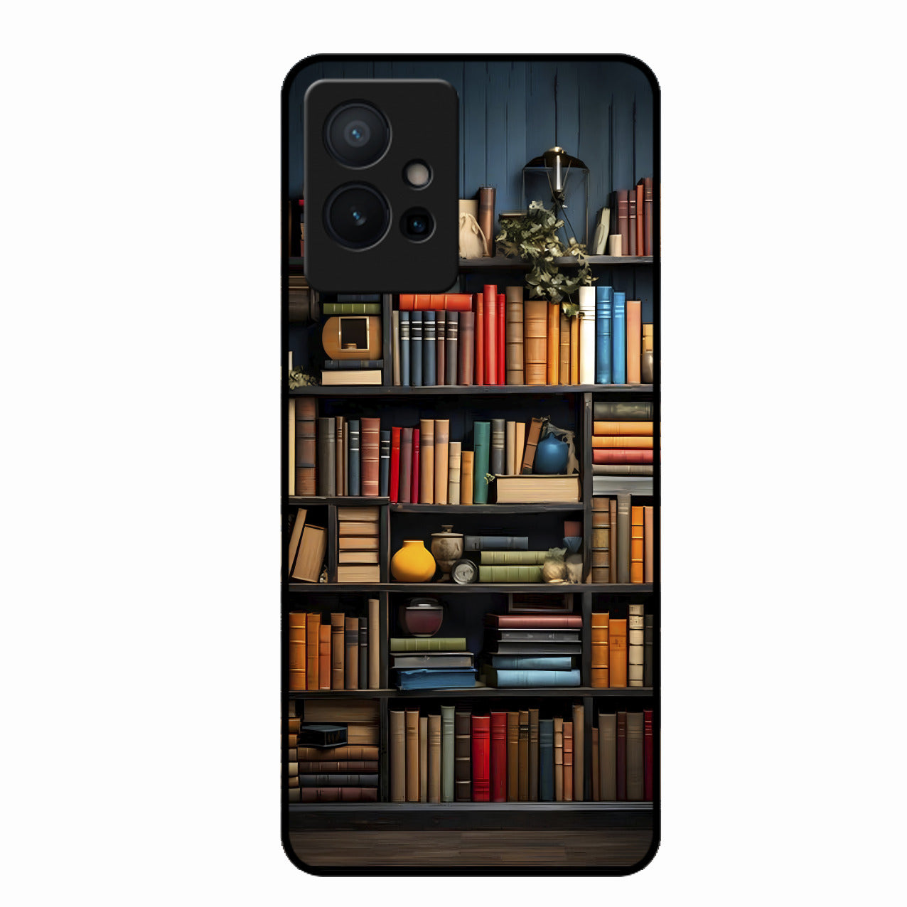 Colorful Bookshelf Art Glass Case Cover for Vivo Y75 5G