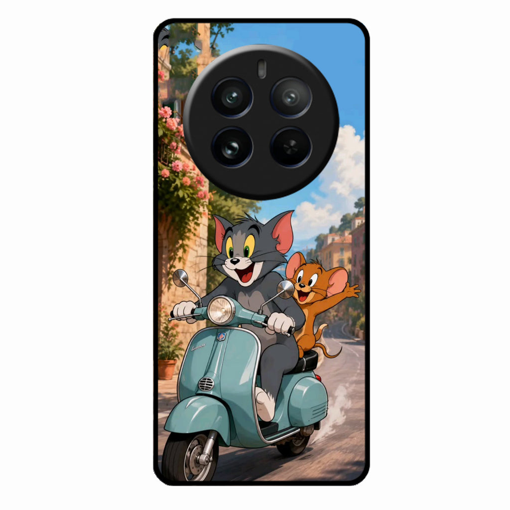 Cartoon Scooter Adventure Premium Glass Phone Case for Realme 12 Pro 5G