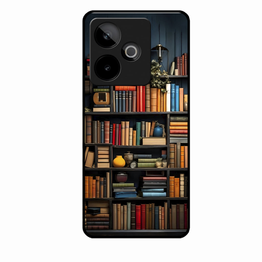 Colorful Bookshelf Art Glass Case Cover for Realme Gt 7T 5G