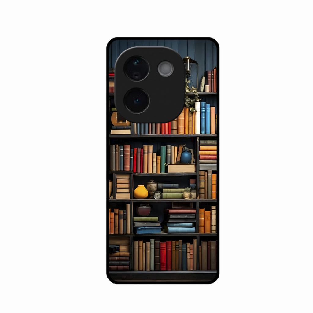 Colorful Bookshelf Art Glass Case Cover for iQOO Z9S Pro 5G