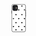 Heart Pattern White Glass Case Cover for iPhone 12