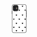 Heart Pattern White Glass Case Cover for iPhone 12