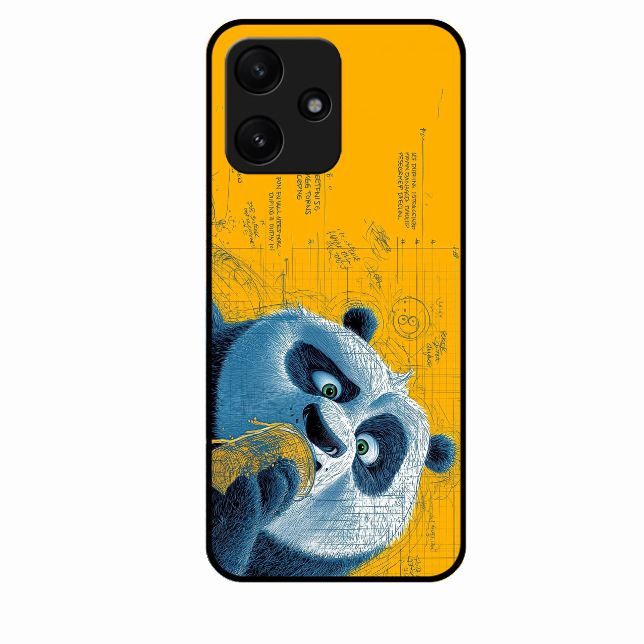 Cute Panda Sketch Premium Glass Phone Case for Redmi 12 5G