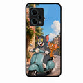 Cartoon Scooter Adventure Premium Glass Phone Case for Redmi Note 12 Pro Plus 5G