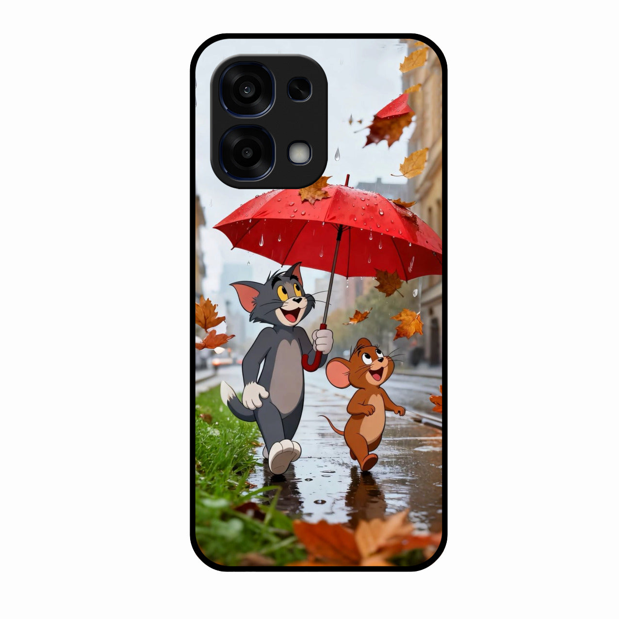 Rainy Day Cartoon Glass Phone Case for Oppo F31 5G