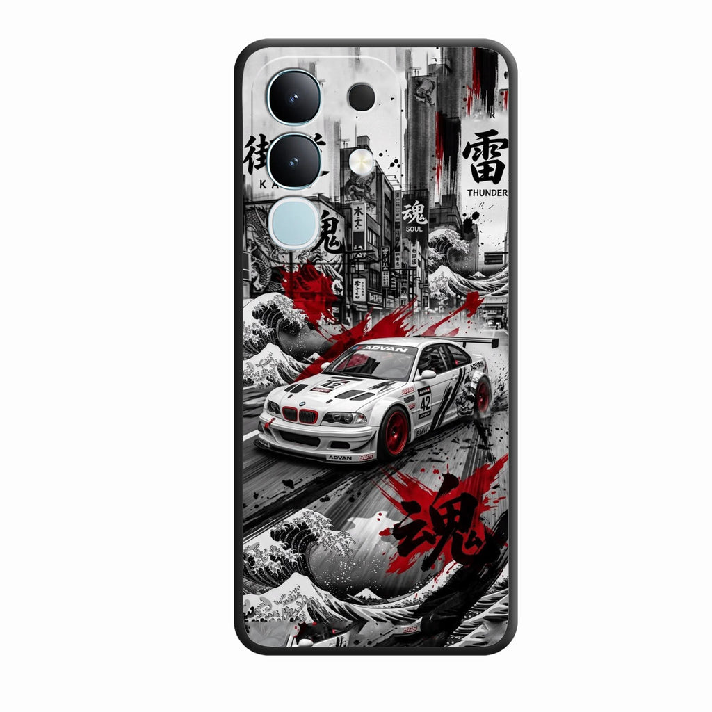 Japanese Wave Drift Racing Premium Glass Phone Case for Vivo Y31 Pro 5G