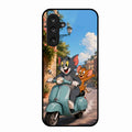 Cartoon Scooter Adventure Premium Glass Phone Case for Samsung Galaxy M36 5G