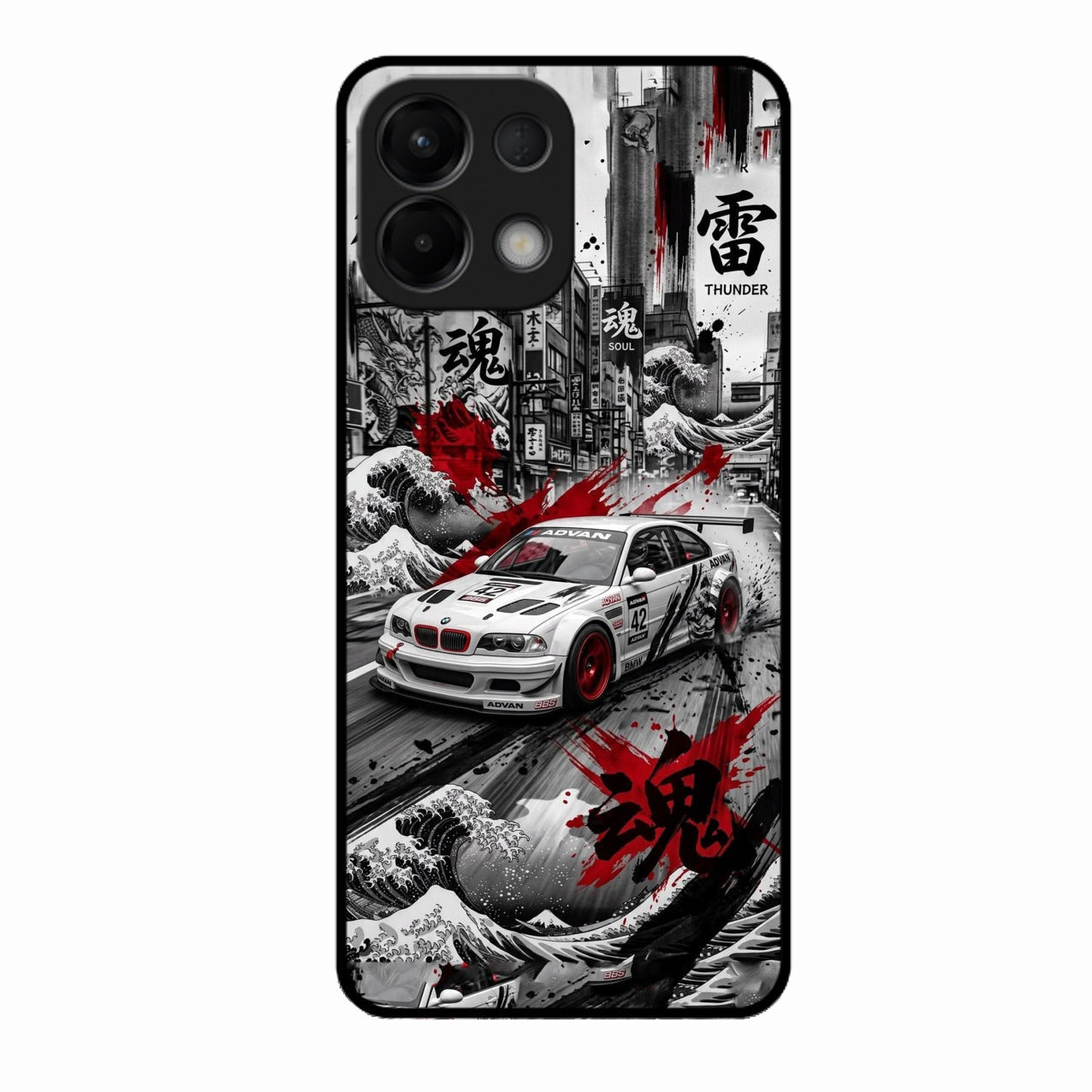 Japanese Wave Drift Racing Premium Glass Phone Case for Oppo K13 5G