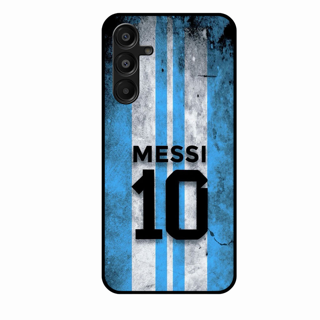 Blue Stripes Number 10 Football Glass Phone Case for Samsung Galaxy M16 5G