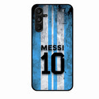 Blue Stripes Number 10 Football Glass Phone Case for Samsung Galaxy M16 5G