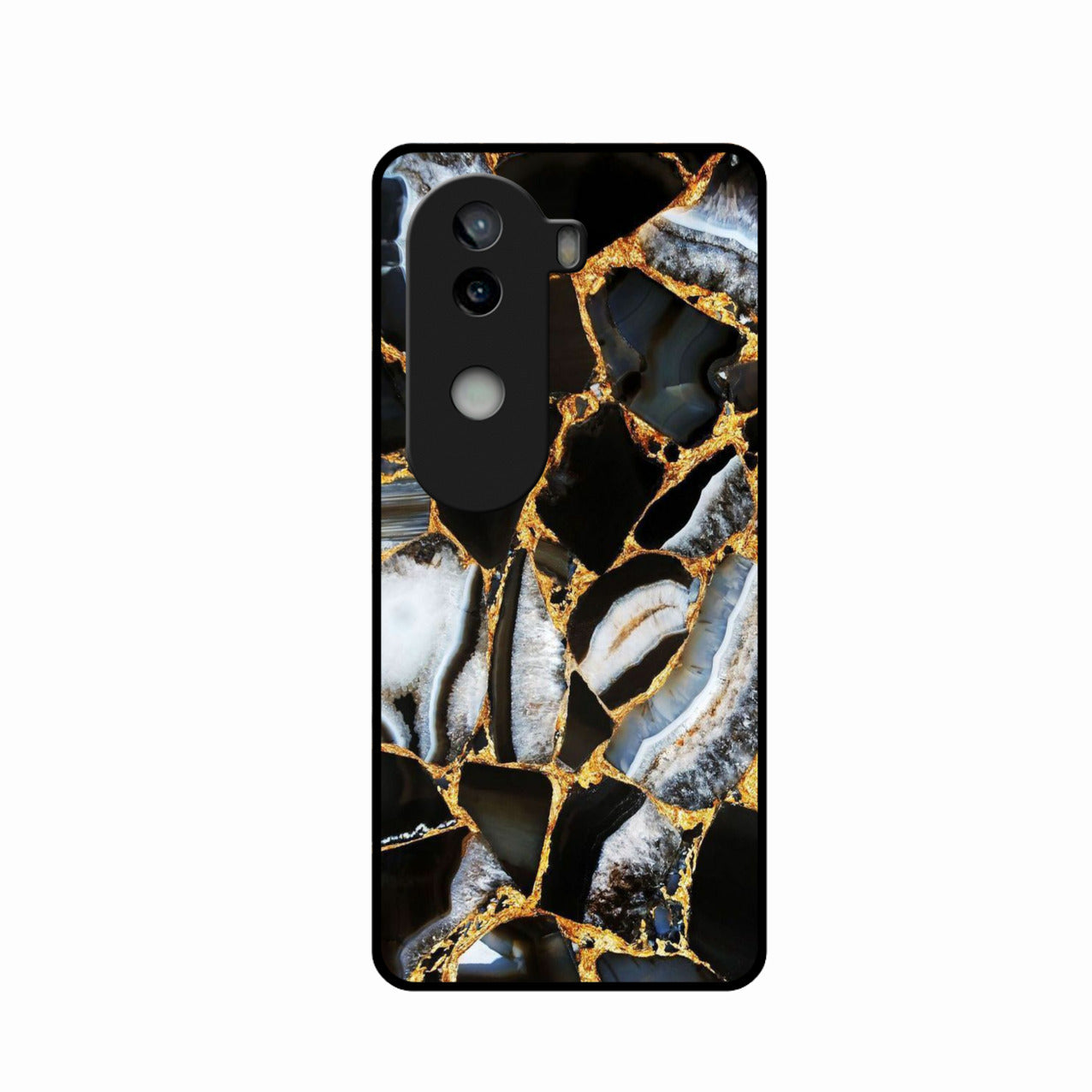 Black Gold Marble Glass Phone Case for iQOO Z9S 5G