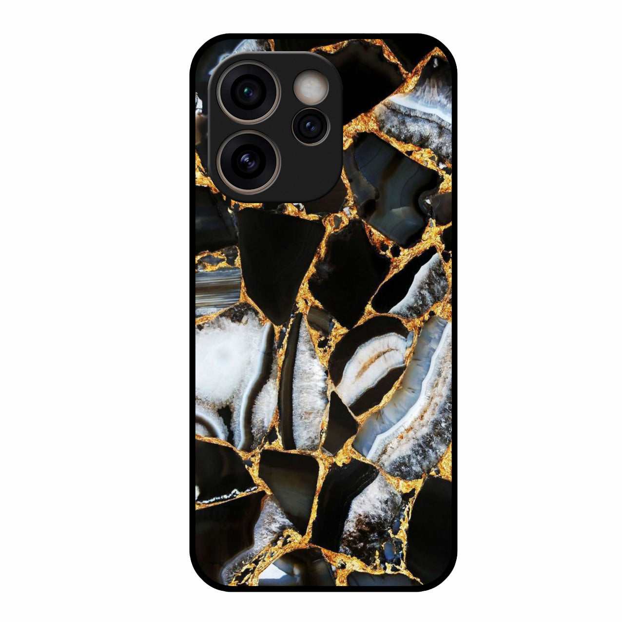 Black Gold Marble Glass Phone Case for Oppo Reno 15C 5G