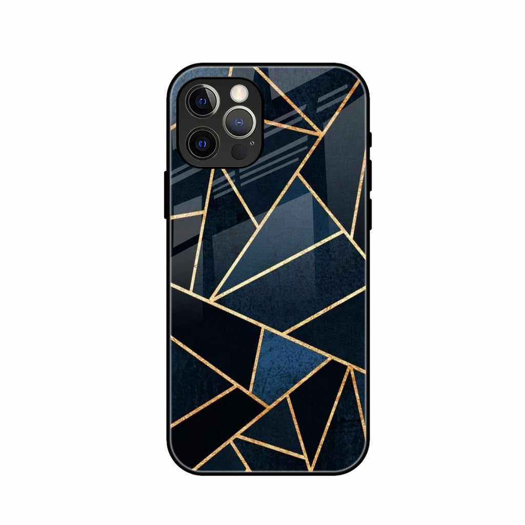Midnight Gold Geometric Premium Glass Phone Case for iPhone 15 Pro