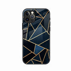 Midnight Gold Geometric Premium Glass Phone Case for iPhone 15 Pro