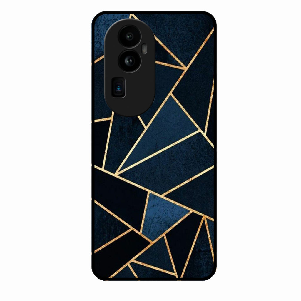 Midnight Gold Geometric Premium Glass Phone Case for Oppo Reno 10 Pro Plus 5G