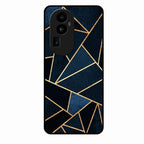 Midnight Gold Geometric Premium Glass Phone Case for Oppo Reno 10 Pro Plus 5G