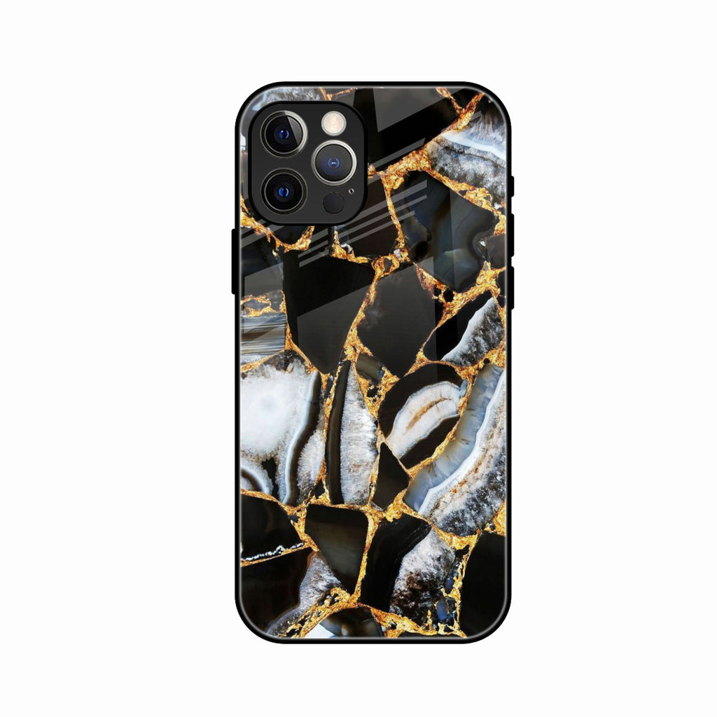 Black Gold Marble Glass Phone Case for iPhone 12 Pro