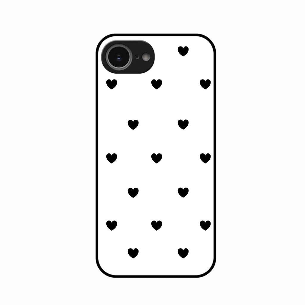 Heart Pattern White Glass Case Cover for iPhone 16e
