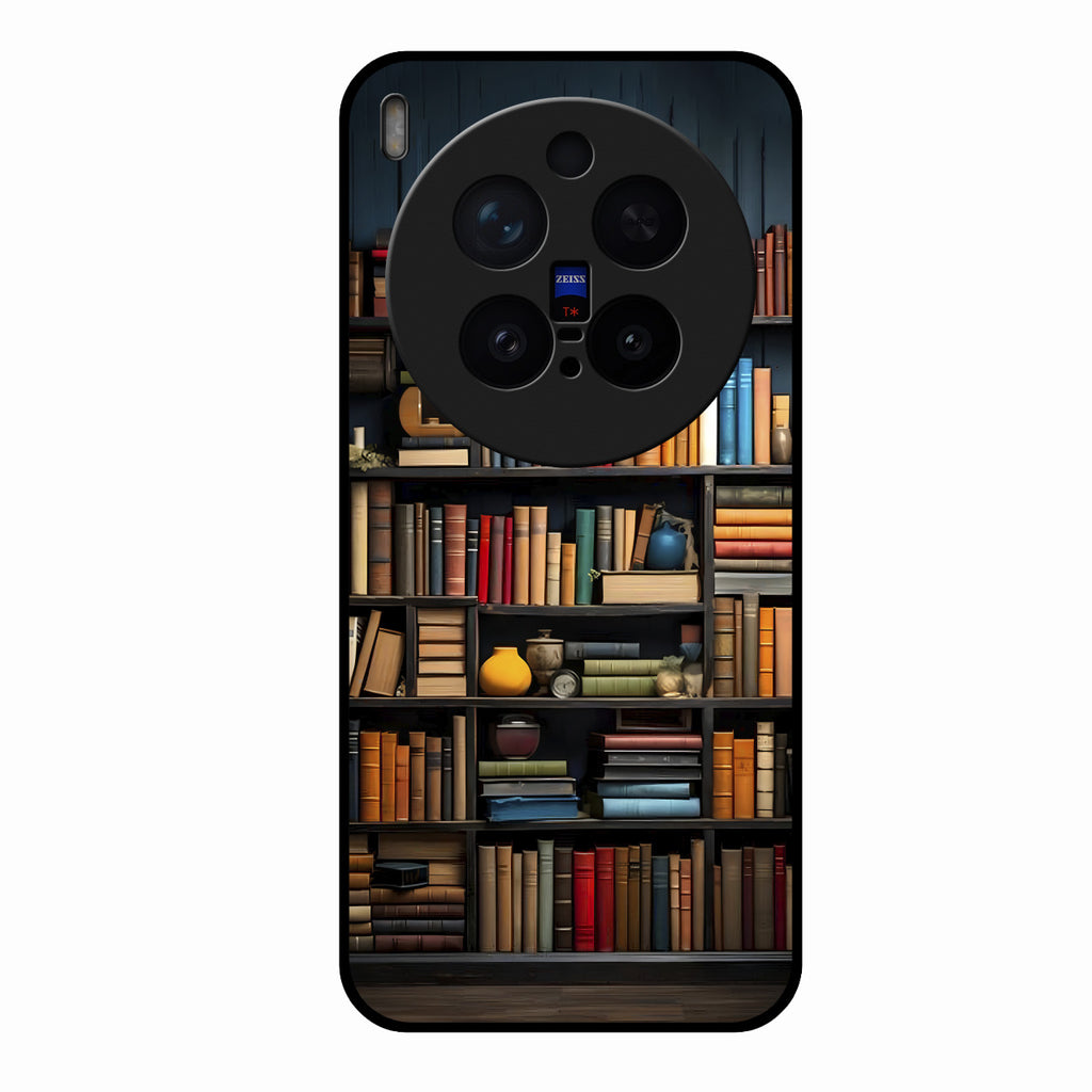 Colorful Bookshelf Art Glass Case Cover for Vivo X300 Pro 5G