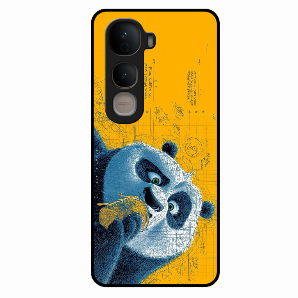 Cute Panda Sketch Premium Glass Phone Case for Vivo Y400 5G