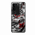 Japanese Wave Drift Racing Premium Glass Phone Case for Vivo V29 5G