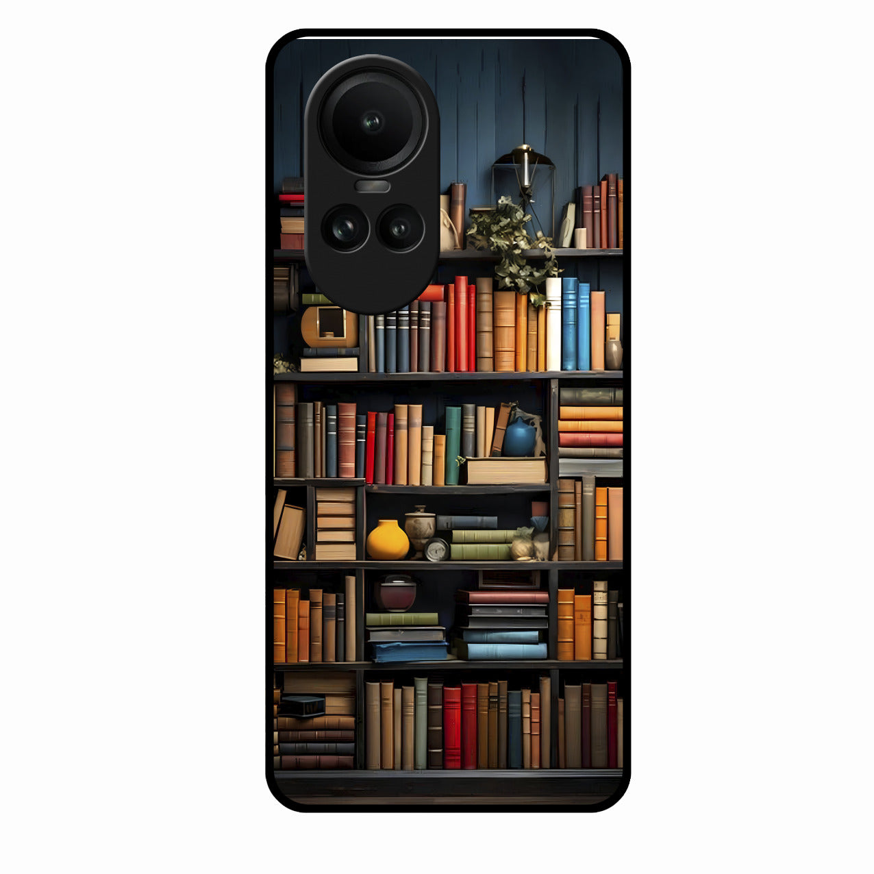 Colorful Bookshelf Art Glass Case Cover for Oppo Reno 10 Pro 5G