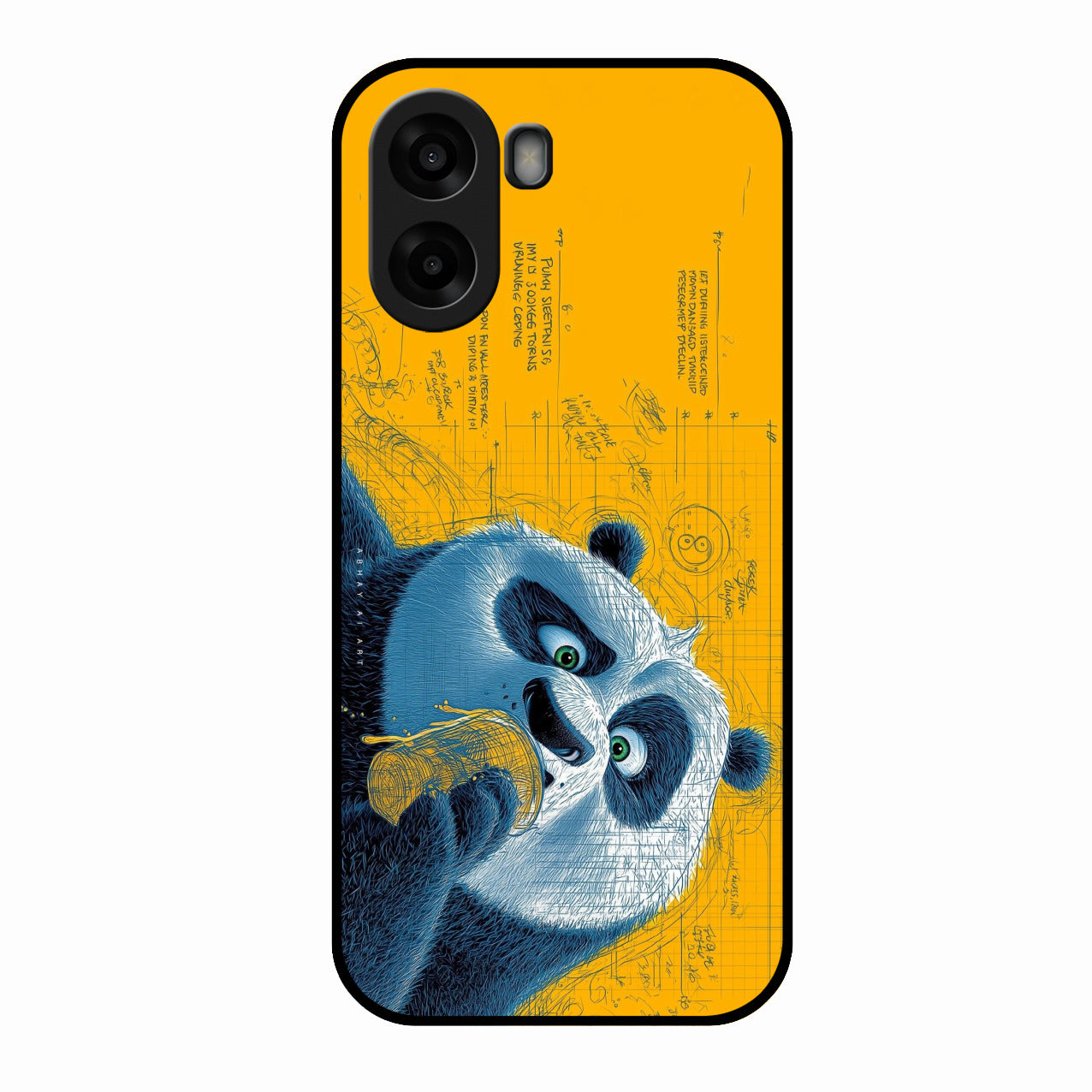 Cute Panda Sketch Premium Glass Phone Case for Oppo K14x 5G