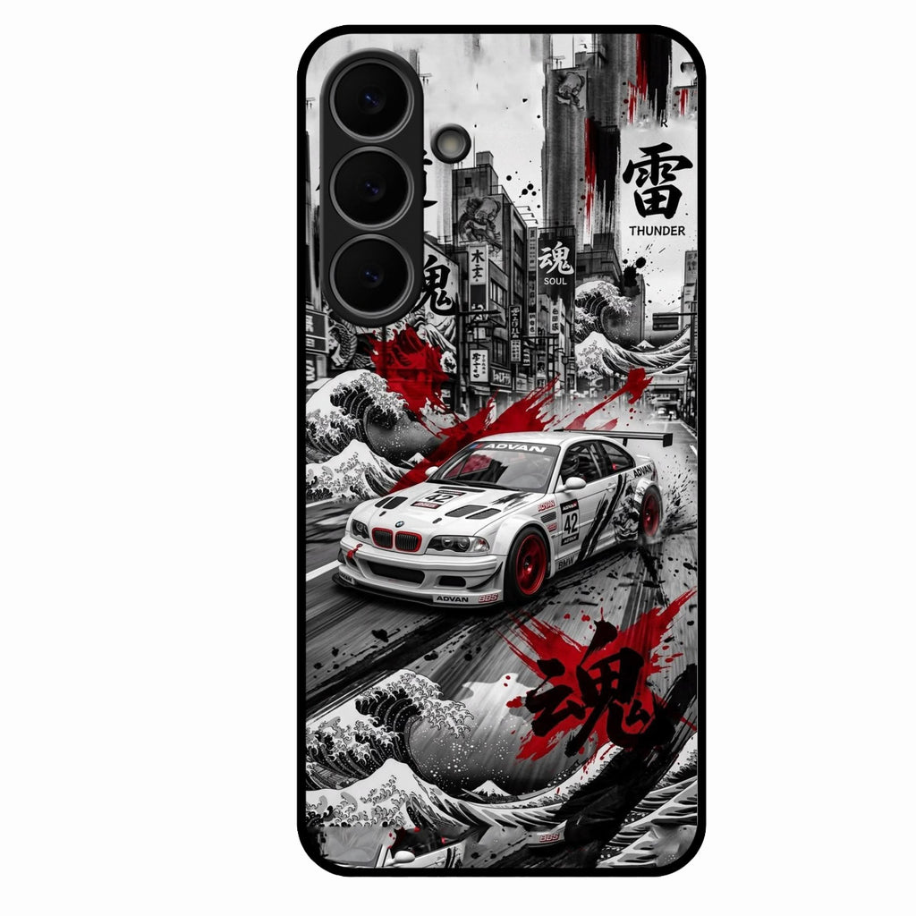 Japanese Wave Drift Racing Premium Glass Phone Case for Samsung Galaxy S25 FE 5G