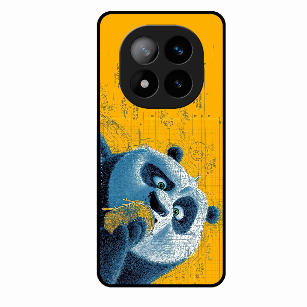Cute Panda Sketch Premium Glass Phone Case for Redmi Note 14 Pro Plus 5G