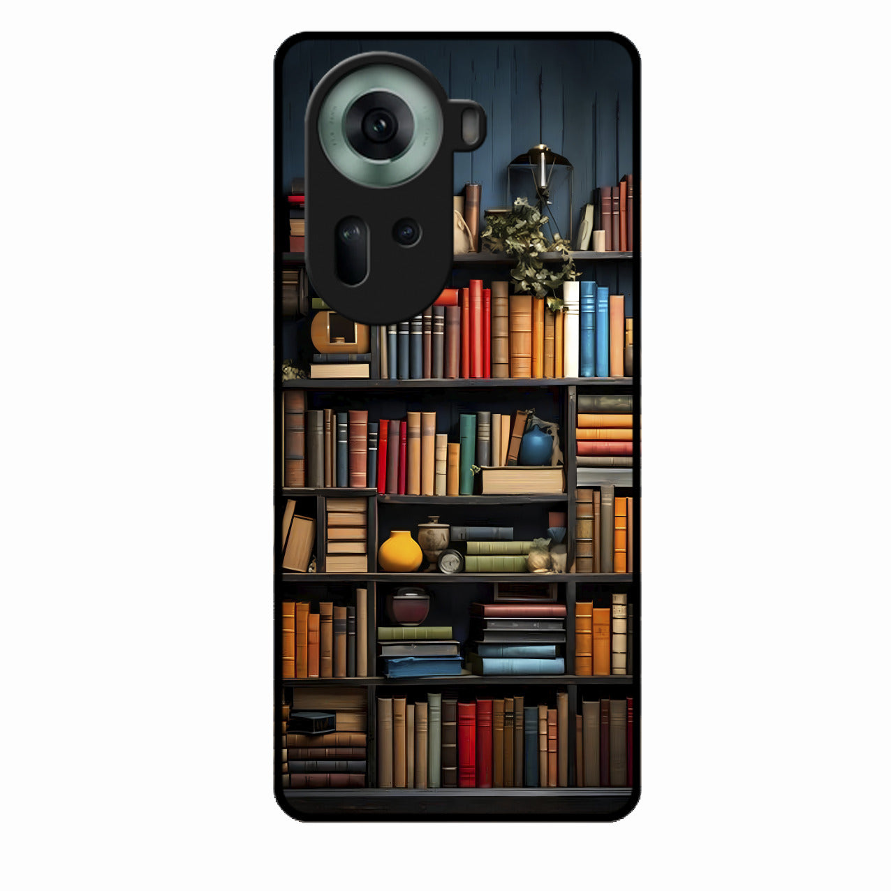 Colorful Bookshelf Art Glass Case Cover for Oppo Reno 11 5G