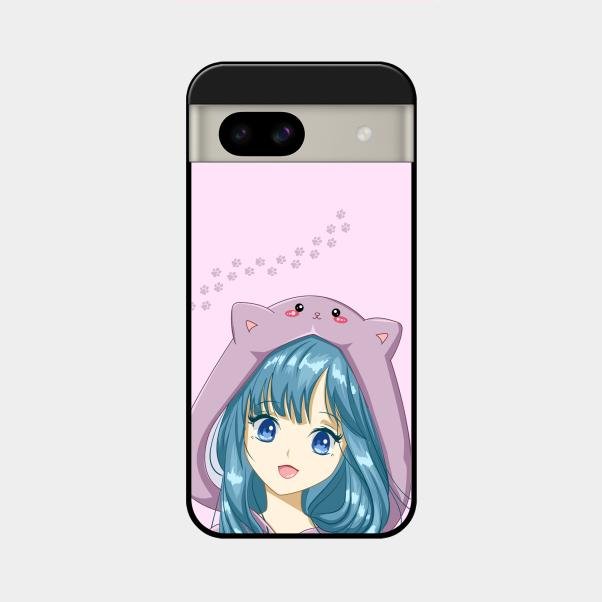 Purple Aesthetic Girl With Cat Phone Glass Case Cover For Google Pixel 8A 5G