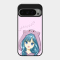 Purple Aesthetic Girl With Cat Phone Glass Case Cover For Google Pixel 9 Pro 5G