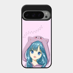 Purple Aesthetic Girl With Cat Phone Glass Case Cover For Google Pixel 9 Pro 5G