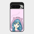 Purple Aesthetic Girl With Cat Phone Glass Case Cover For Google Pixel 9 Pro Xl