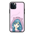 Purple Aesthetic Girl With Cat Phone Glass Case Cover For iPhone 12 Pro Max