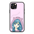 Purple Aesthetic Girl With Cat Phone Glass Case Cover For iPhone 13