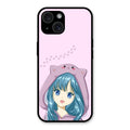 Purple Aesthetic Girl With Cat Phone Glass Case Cover For iPhone 15