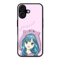 Purple Aesthetic Girl With Cat Phone Glass Case Cover For iPhone 16 Plus