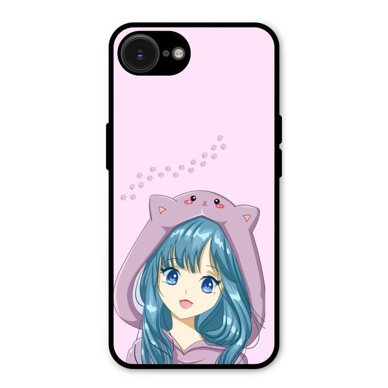 Purple Aesthetic Girl With Cat Phone Glass Case Cover For iPhone 16e