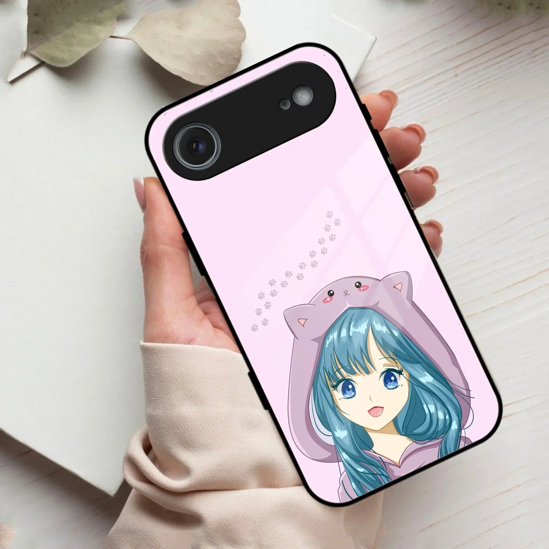 Purple Aesthetic Girl With Cat Phone Glass Case Cover For iPhone - ShopOnCliQ