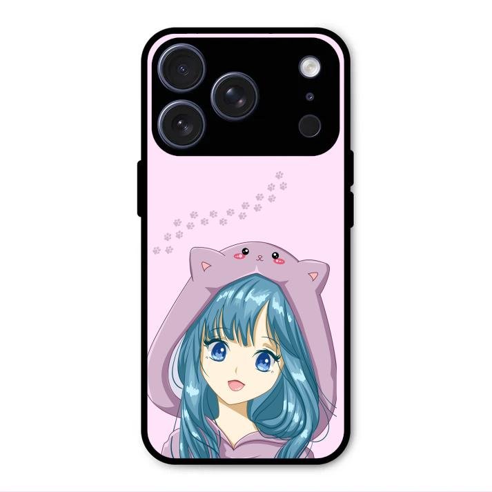 Purple Aesthetic Girl With Cat Phone Glass Case Cover For iPhone 17 Pro Max