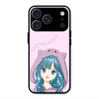 Purple Aesthetic Girl With Cat Phone Glass Case Cover For iPhone 17 Pro